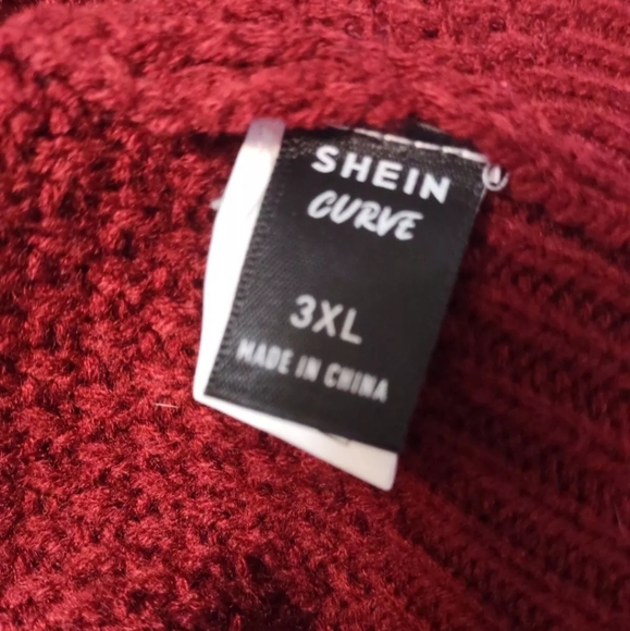 Shein Frenchy Pearls Red Burgundy Womens Sweater Open Front Cardigan Sz 3XL - Picture 9 of 10
